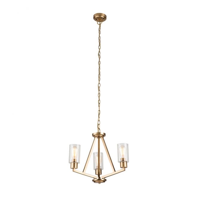 Kichler Deryn 3 Light Chandelier In Natural Brass Finish With Clear Seeded Glass