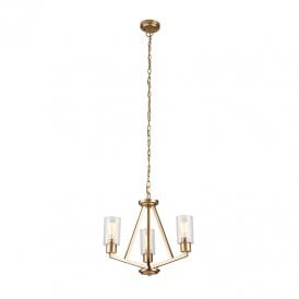 Kichler Deryn 3 Light Chandelier In Natural Brass Finish With Clear Seeded Glass