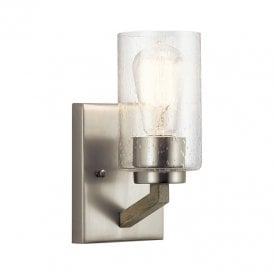 Kichler Deryn Single Light Wall Fitting In Antique Grey Finish With Clear Seeded Glass