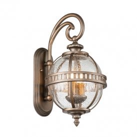 Kichler Halleron 2 Light Outdoor Wall Light in Burnished Bronze Finish with Clear Seeded Glass
