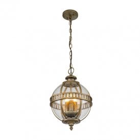 Kichler Halleron 3 Light Pendant Porch Lantern in Burnished Bronze Finish With Clear Seeded Glass