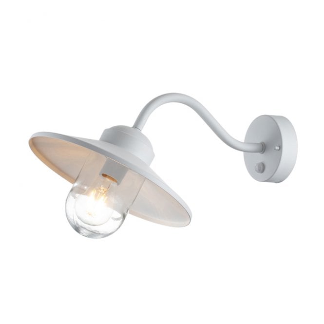 Kichler  Klampenborg Single Light Outdoor Wall Fitting With PIR Sensor In White Finish With Clear Glass