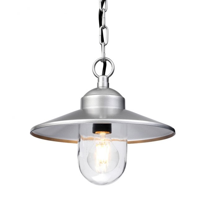 Kichler  Klampenborg Single Light Pendant Porch Lantern In Silver Finish With Clear Glass