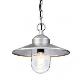 Kichler Klampenborg Single Light Pendant Porch Lantern In Silver Finish With Clear Glass