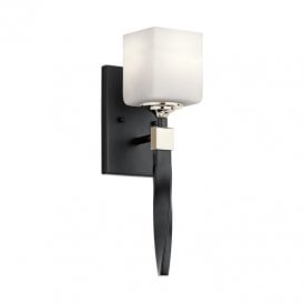 Kichler Marette Single Light Bathroom Wall Light In Black With Opal Glass