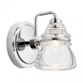 Kichler Talland Single Light Bathroom Wall Light in Polished Chrome And Clear Glass
