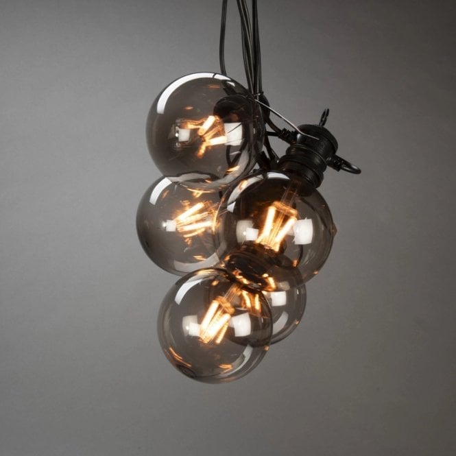 Konstsmide 4.5M Amber LED Smoked Glass Festoon Lights - 10 Lights