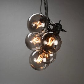 4.5M Amber LED Smoked Glass Festoon Lights - 10 Lights