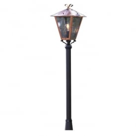 431-900 Fenix Single Light Small Outdoor Post Lantern Head In Copper Finish With Smoked Glass