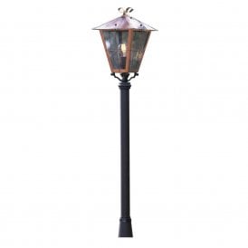 431-900 Fenix Single Light Small Outdoor Post Lantern Head In Copper Finish With Smoked Glass