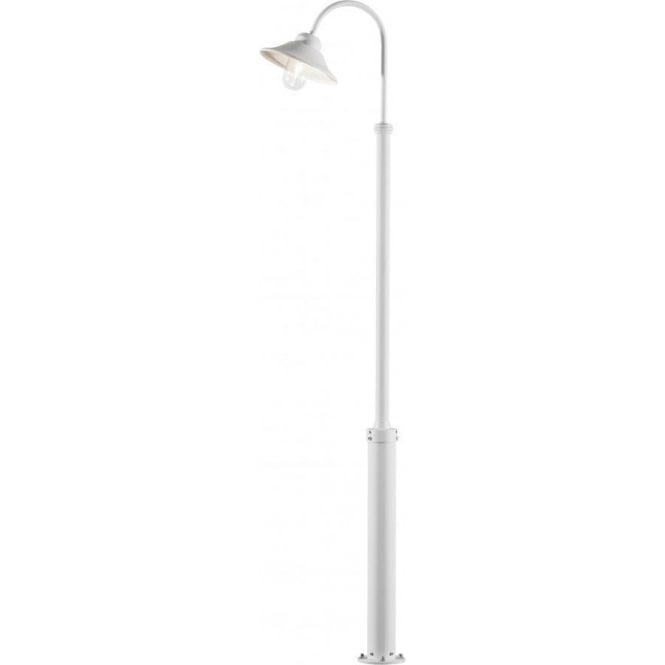Konstsmide 560-250 Vega Single Light Outdoor Lamp Post Fixture In Matt White Finish With Clear Glass Diffuser