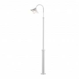 560-250 Vega Single Light Outdoor Lamp Post Fixture In Matt White Finish With Clear Glass Diffuser