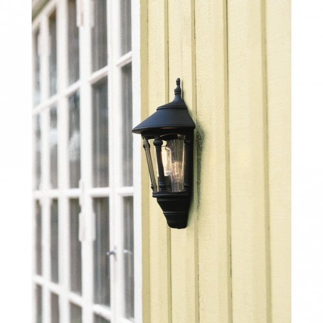 Konstsmide 569-750 Virgo Single Light Outdoor Half Wall Lantern in a Black Finish