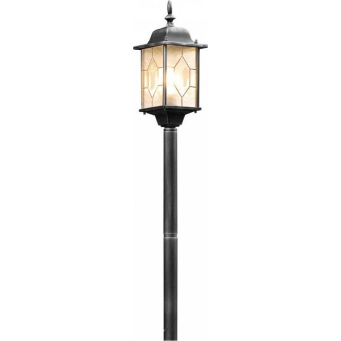 Konstsmide 7245-759 Milano Single Light Garden Post in Black Silver Finish