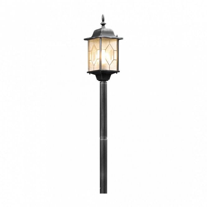 Konstsmide 7245-759 Milano Single Light Garden Post in Black Silver Finish