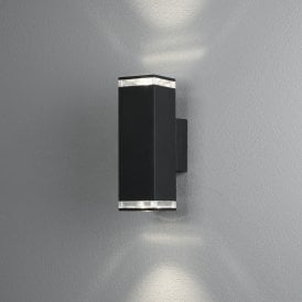 Konstsmide Antares 2 Light Outdoor Aluminium Wall Fitting in Black Painted Finish
