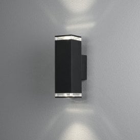 Konstsmide Antares 2 Light Outdoor Aluminium Wall Fitting in Black Painted Finish