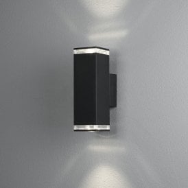 Konstsmide Antares 2 Light Outdoor Aluminium Wall Fitting in Black Painted Finish