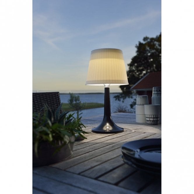 Konstsmide Assisi Solar Outdoor LED Table Lamp with Black Base