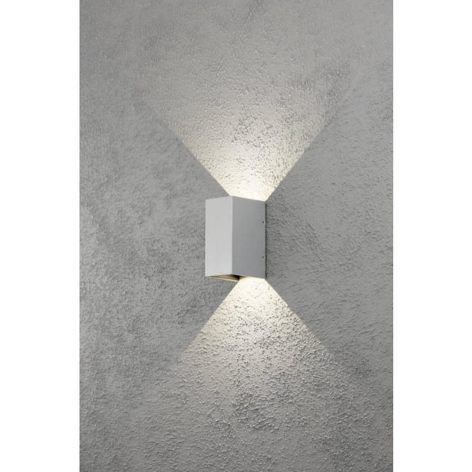 Konstsmide Cremona 2 Light LED Outdoor Wall Fixture in Aluminium Finish