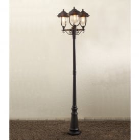 Konstsmide Parma 3 Light External Lamp Post in Black with Base and Pole