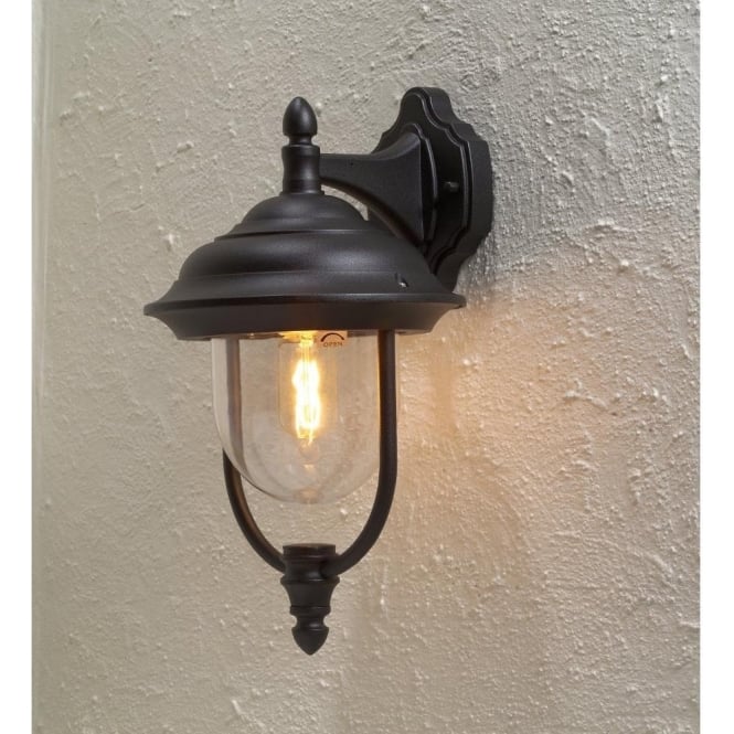 Konstsmide  Parma Single Light Downwards Style Wall Lantern in Black Finish