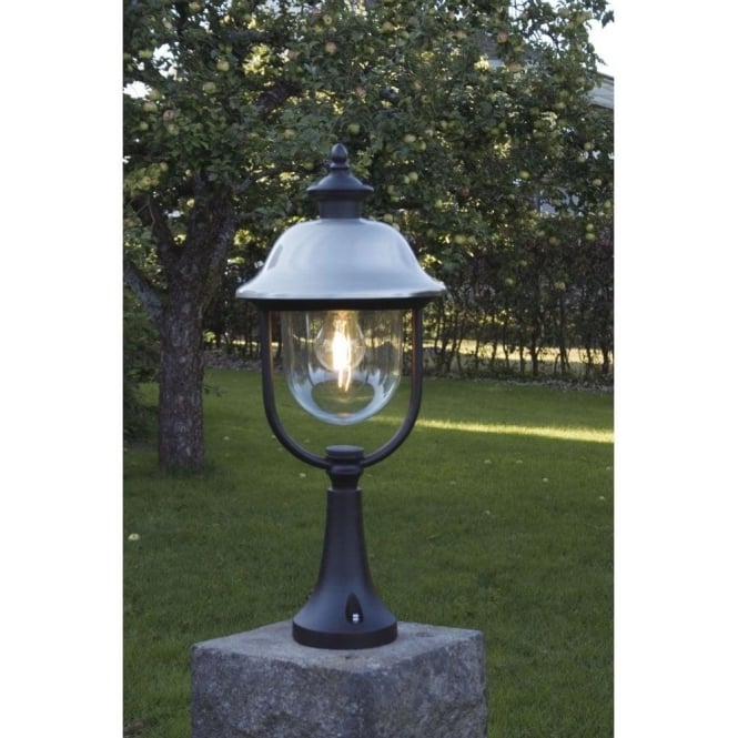 Konstsmide  Parma Single Light Outdoor Post Fitting In Black And Stainless Steel Finish