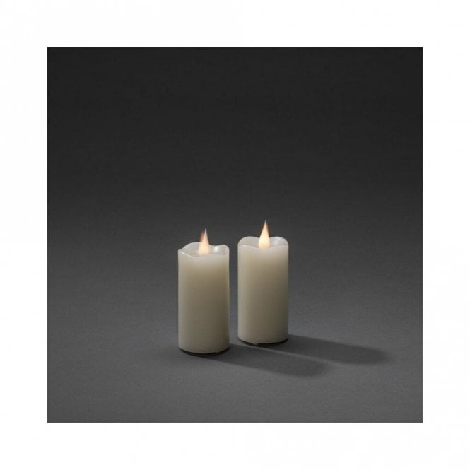 Konstsmide Set of 2 Battery Operated 10cm LED Wax Flicker Candles