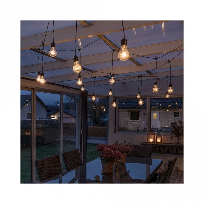 Konstsmide Set Of 20 LED Clear GLS Black Hanging Festoon Lights