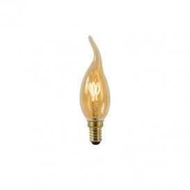 Lucide 3W Very Warm White Dimmable LED Decorative Filament Bent Tip Candle Bulb Small Screw Cap