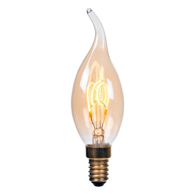 Lucide 3W Warm White Dimmable LED Decorative Filament Bent Tip Candle Bulb - Small Screw Cap