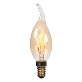 Lucide 3W Warm White Dimmable LED Decorative Filament Bent Tip Candle Bulb - Small Screw Cap