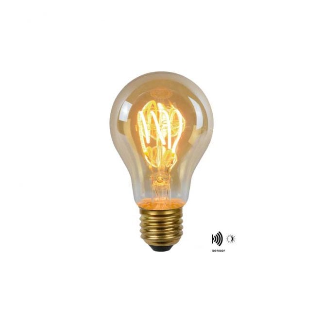 Lucide  4W Very Warm White LED Decorative Filament GLS Bulb with Dusk to Dawn Sensor Screw Cap