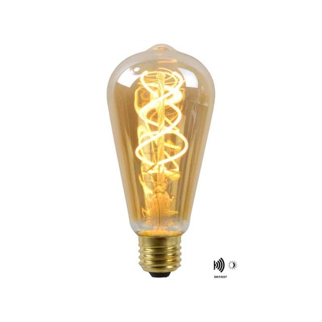 Lucide  4W Very Warm White LED Decorative Filament Squirrel Cage Bulb with Dusk to Dawn Sensor Screw Cap
