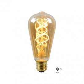 Lucide 4W Very Warm White LED Decorative Filament Squirrel Cage Bulb with Dusk to Dawn Sensor Screw Cap
