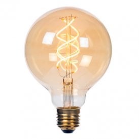 Lucide 4W Warm White Dimmable LED Decorative Filament 95mm Amber Globe Bulb - Screw Cap