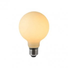 Lucide 5W Very Warm White Dimmable LED Opal Decorative Filament 80mm Globe Bulb
