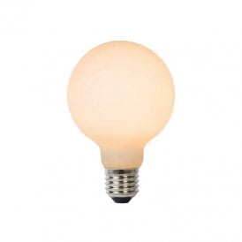 Lucide 8W Warm White Dimmable LED 80mm Screw Cap Opal Globe Bulb