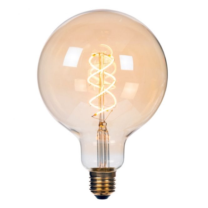 Lucide  9W Warm White Dimmable LED Decorative Filament 125mm Amber Globe Bulb - Screw Cap