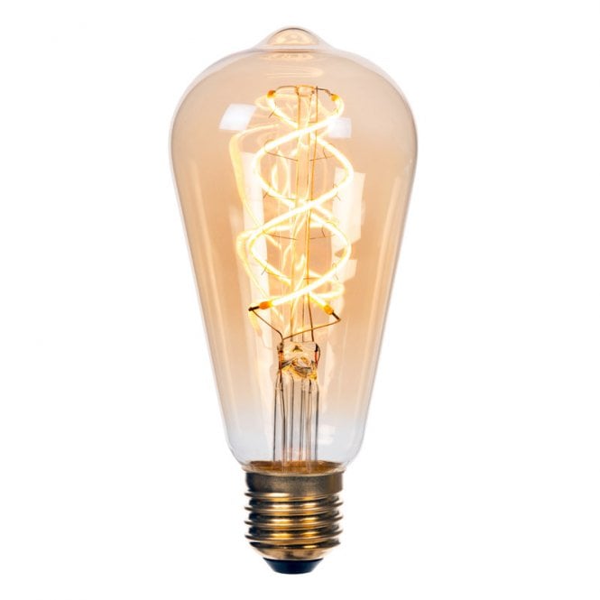 Lucide  9W Warm White Dimmable LED Decorative Filament Squirrel Cage Amber Bulb - Screw Cap