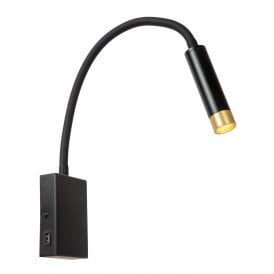 Alec Single Light LED Wall Fitting- Black