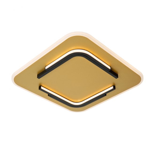 Lucide Andreas LED Square Flush Ceiling Light - Matt Gold