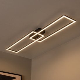 Lucide Arianne CCT LED Rectangle Flush Ceiling Light - Black