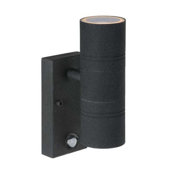 Lucide Arne 2 Light LED Outdoor Up & Down Wall Fitting In Black Finish with PIR Sensor