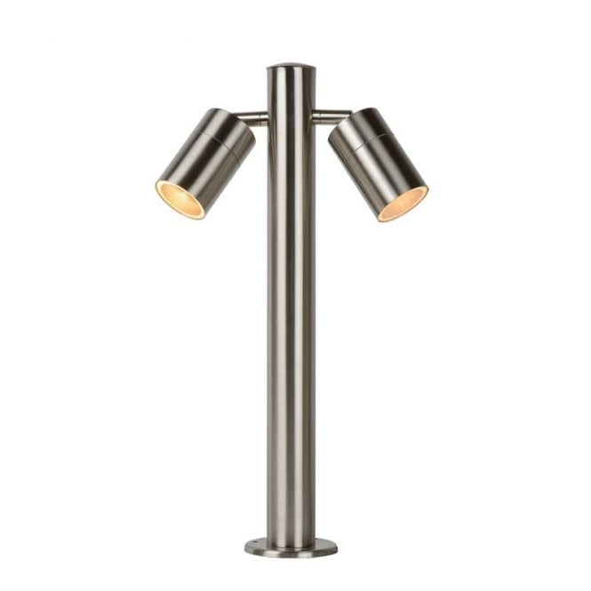 Lucide  Arne Adjustable 2 Light LED Outdoor Post Light In Satin Chrome Finish