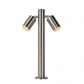Lucide Arne Adjustable 2 Light LED Outdoor Post Light In Satin Chrome Finish