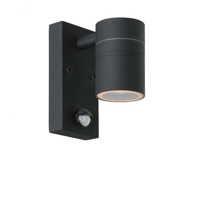 Lucide Arne Single LED Outdoor Steel Wall Fitting with PIR Sensor in Black Finish
