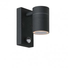 Arne Single LED Outdoor Steel Wall Fitting with PIR Sensor in Black Finish