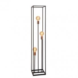 Lucide Arthur 3 Light Floor Lamp In Black And Copper Finish