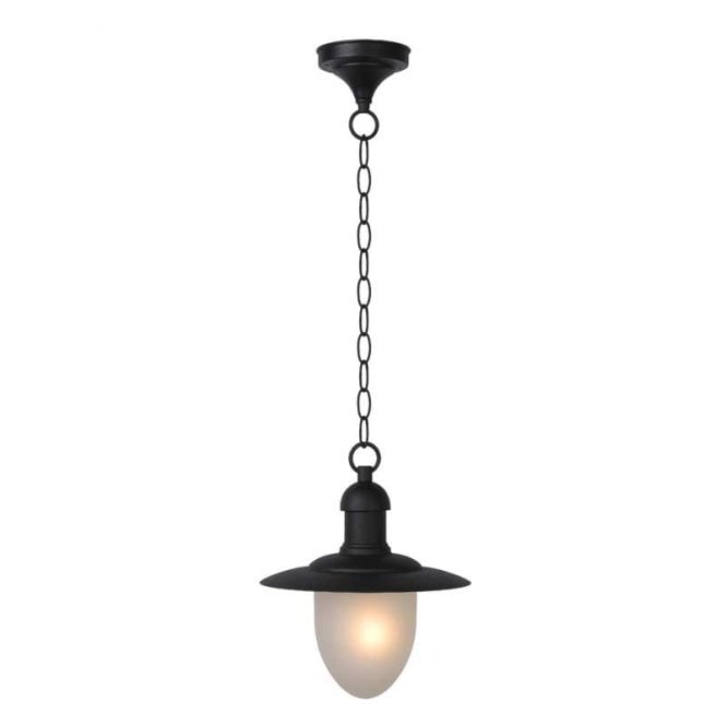 Lucide  Aruba Single Light Outdoor Pendant Lantern In Black Finish